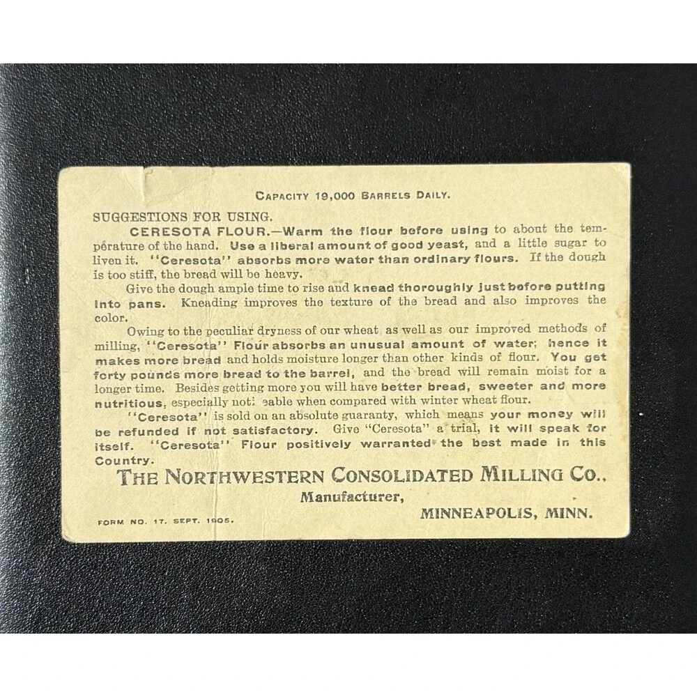 Pair 1905 & 1906 Ceresota Flour Trade Cards Gold Seal Boy Cutting Bread